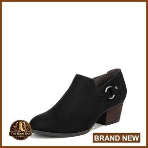 Ankle Booties with Soft System Comfort, Side Zipper, Block Heel